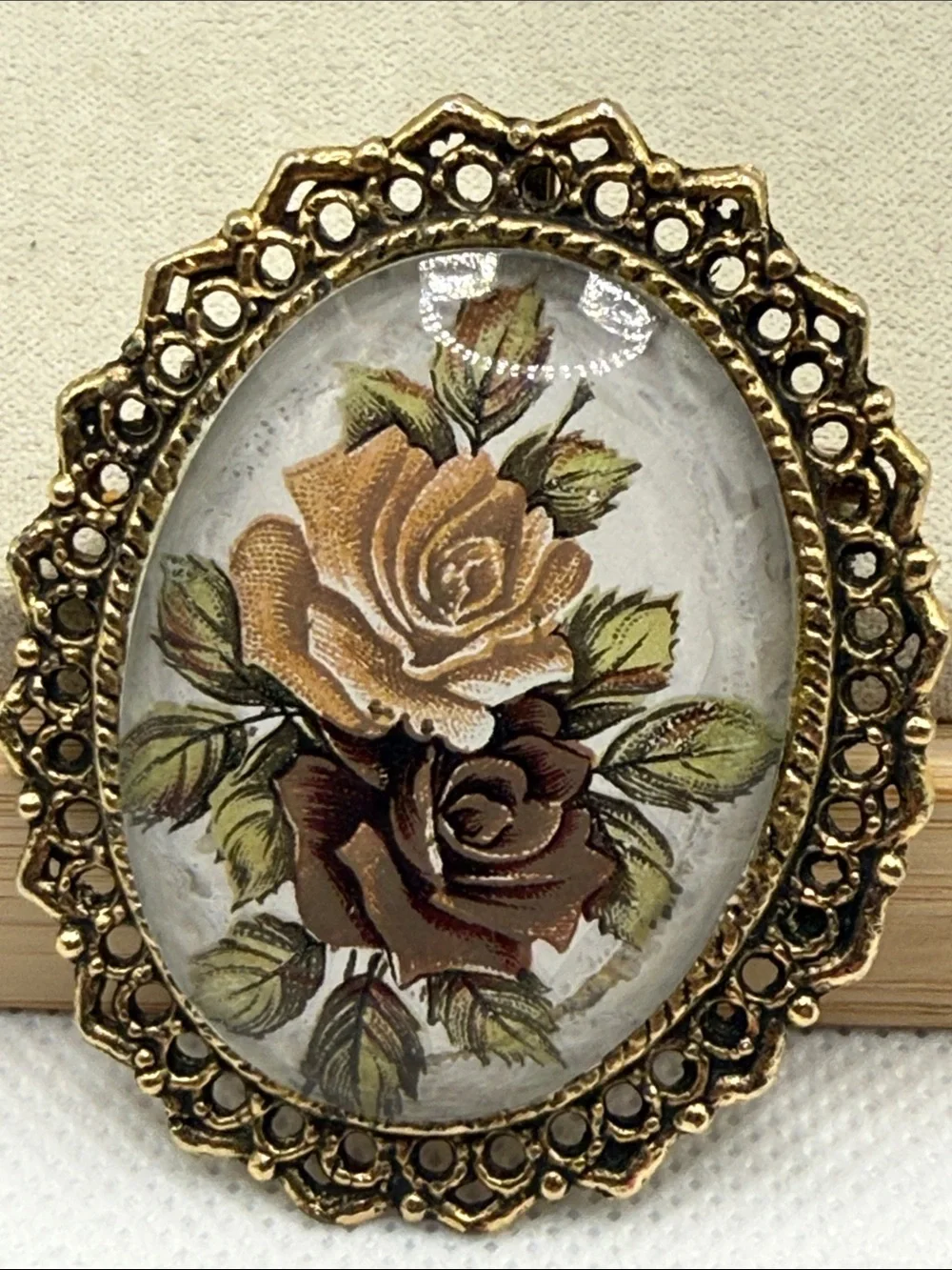 Vintage large floral flower brooch pendant pin brooch possible unsigned Sarah C